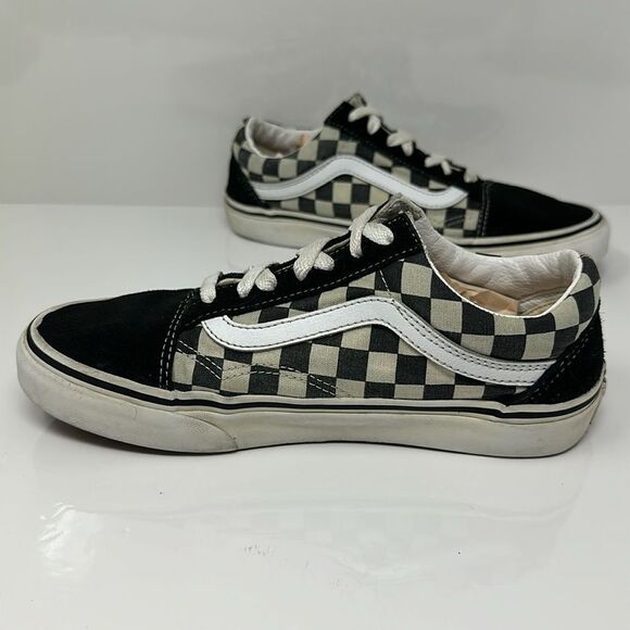 Vans "Primary Check Old Skool" Sneakers (Black/White) Unisex Checkerboard Shoes - Picture 4 of 6